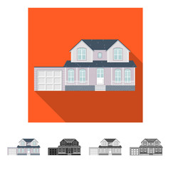 Fototapeta premium Vector illustration of building and front symbol. Set of building and roof vector icon for stock.