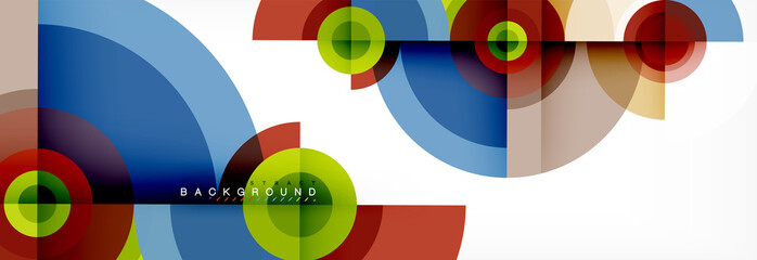 Fototapeta premium Minimal geometric circles and triangles abstract background, techno modern design, poster template