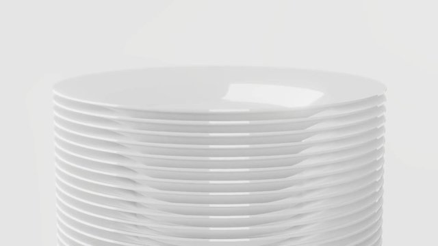 Empty plate. Move a white plate with a stack in a white background.