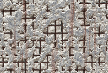 old concrete cement wall floor with metal braid