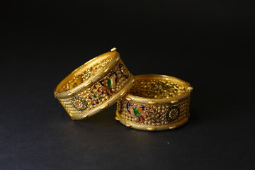 gold Bangle with diamonds