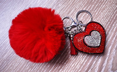 A souvenir, a gift for Valentine's day. Key chain-heart on a key chain