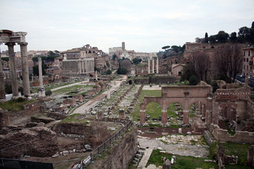 Fototapeta na wymiar Roman Forum. Ancient architecture Rome Italy.