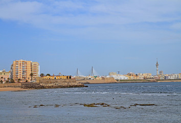 Naklejka premium the coastline of city Cadiz in Spain