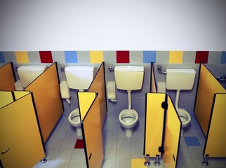 toilet of a kindergarten with vintage old toned effect