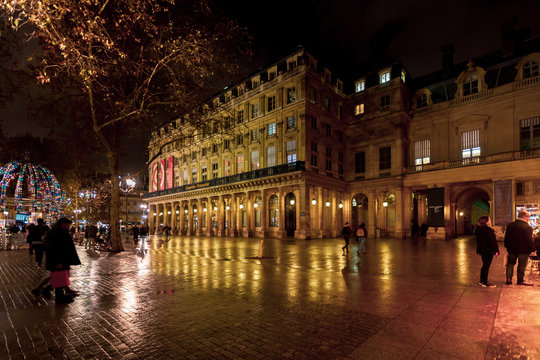 PARIS, FRANCE - NOVEMBER 10, 2018 - Place Colette and the Comédie Française by night