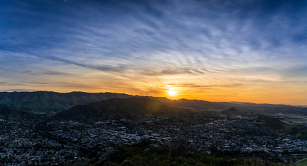 Sunrise over City with Clouds
