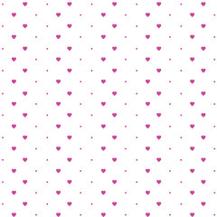 Vector seamless pattern with hearts and dots, romantic wallpaper, background for mother's day or valentine's day, 8th march