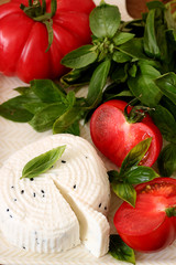 Fresh Tomatoes with Soft Cheese and Basil