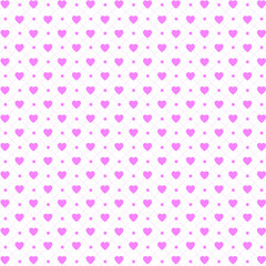 Vector seamless pattern with hearts and dots, romantic wallpaper, background for mother's day or valentine's day, 8th march