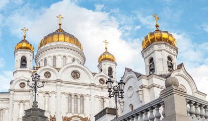 One of the main religious and architectural attractions in Moscow and Russia is the Christian Church of Christ the Saviour, panoramic view