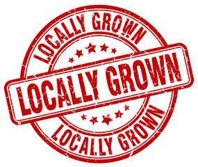 locally grown red grunge round vintage rubber stamp