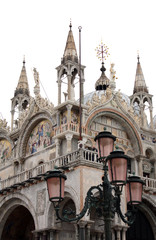 Naklejka na ściany i meble Venice / Italy - February 02 2018. Saint Mark cathedral on the Mark square in Venice Italy. Details. Saint Marco Cathedral. 