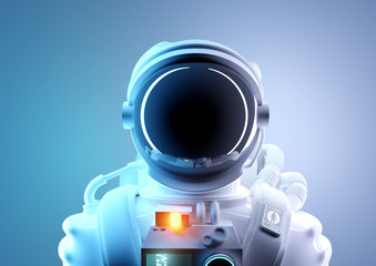 Future space exploration. A portrait of a adult astronaut in a futuristic and protective space suit. 3D illustration. © James Thew