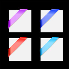 Silk corner ribbons multicolor set - Vector design elements for design