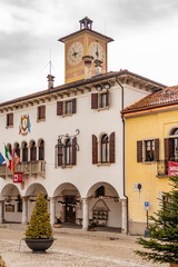 View on the building of the town hall of Mel, one of the most beautiful villages in Italy. 28...