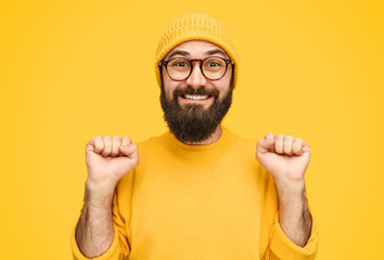Fototapeta premium Funny man celebrating success