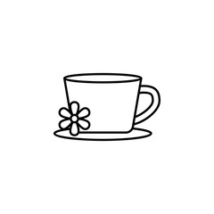 cup with flower outline icon. Signs and symbols can be used for web, logo, mobile app, UI, UX