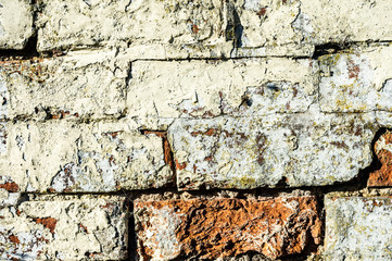 old damaged brick work showing the texture of old bricks