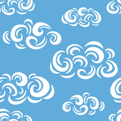 Fototapeta na wymiar Hand Drawn Pattern. Cute Clouds Background. Endless Vector.