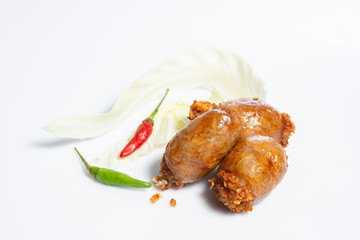 Thai East sausage on white background
