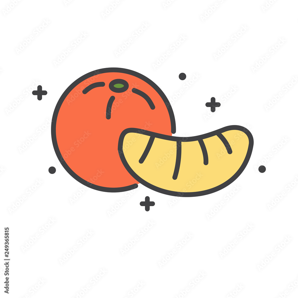 Poster tangerine icon on white background for graphic and web design, modern simple vector sign. internet c