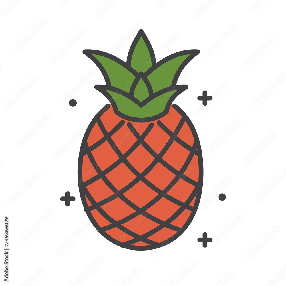 Poster pineapple icon on white background for graphic and web design, modern simple vector sign. internet c