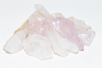 white and pink gemstones