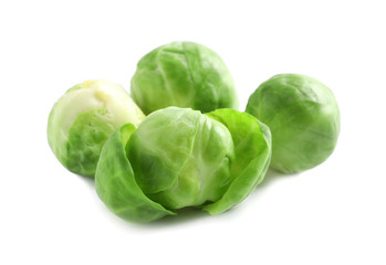 Tasty fresh Brussels sprouts isolated on white