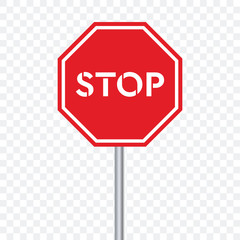 Stop road sign for traffic on transparent background