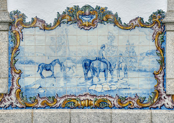 Panneau d'azulejos dans la gare de Cabeço de Vide, Alentejo, Portugal