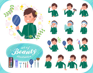 flat type school boy green jersey_beauty