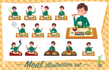 flat type school boy green jersey_Meal