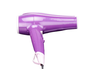 Pink hair dryer isolated on the white background