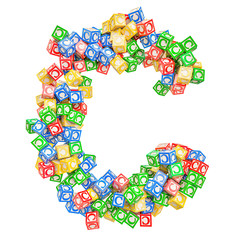 Letter C, from ABC Alphabet Wooden Blocks. 3D rendering