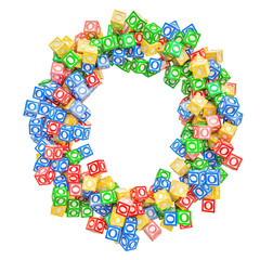 Letter O, from ABC Alphabet Wooden Blocks. 3D rendering