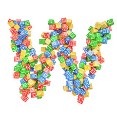 Letter W, from ABC Alphabet Wooden Blocks. 3D rendering