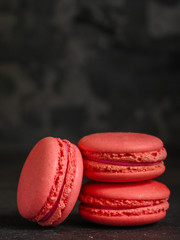 macaron or macaroons cookie, tasty dessert. food background