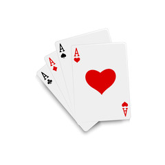 Four aces poker cards isolated on white background vector illustration