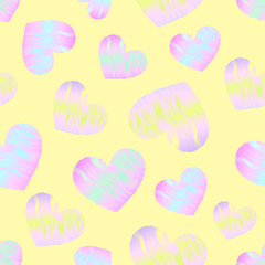 Holographic heart yellow pattern