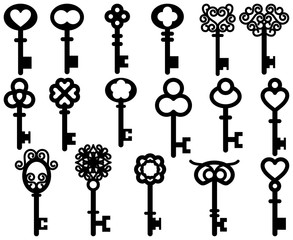 Vector Set of Vintage Style or Antique Style Keys