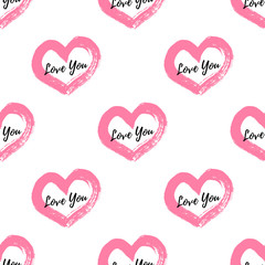 Love you grunge heart pattern