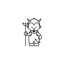 Mephisto Line Logo Cartoon Characters Baby Face icon