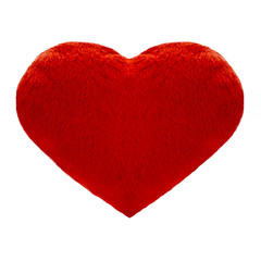 bright red heart (plush pillow) closeup isolated