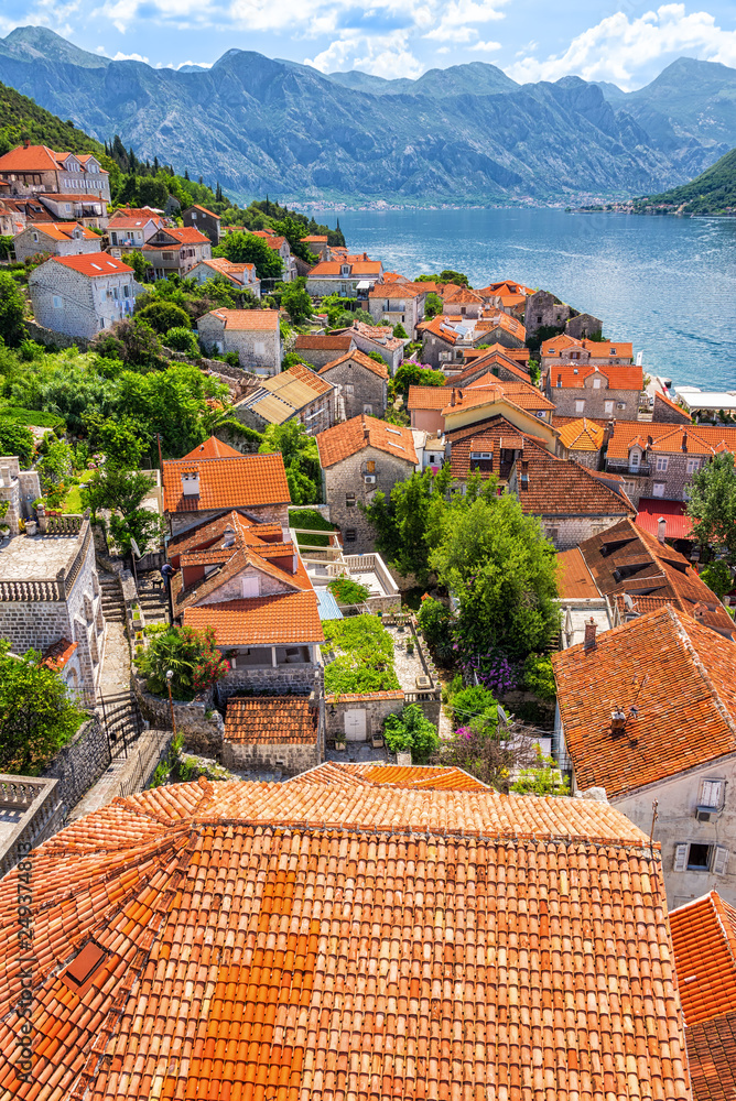 Wall mural Rooftops in Perast, Montenegro