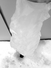 Dangerous icicles and blocks of ice in the winter