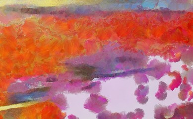 Close up oil paint abstract background. Art textured brushstrokes in macro. Part of painting. Old style artwork. Dirty watercolor texture. Modern pattern. Chaotic splashes. Multi-colors design.