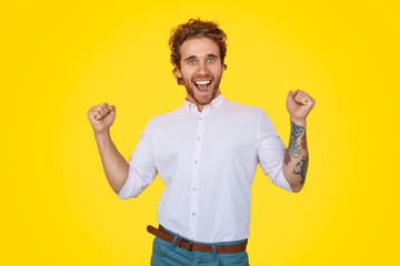 Fototapeta premium Excited dancing hipster man 