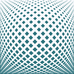 Bright decorative pattern with a halftone transition from small squares and rhombuses. Curvilinear arrangement.