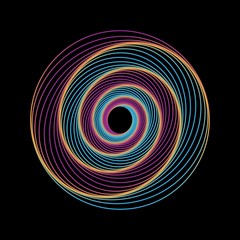 Linear geometric line art for wallpaper design. Modern neon circle illustration. Vector illustration flat design. Hipster modern geometric abstract background. Isolated vector illustration.